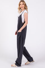 Charcoal Knit Front Pocket Overall