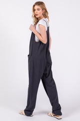 Charcoal Knit Front Pocket Overall