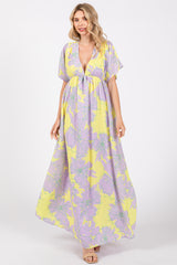 Lavender Floral Back Cutout Maxi Dress