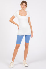 Ivory Square Neck Short Sleeve Top