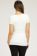 Ivory Square Neck Short Sleeve Maternity Top