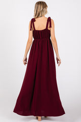 Plum Square Neck Shoulder Tie Maxi Dress