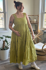 Lime Tiered Maternity Maxi Dress