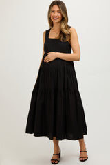 Black Tiered Maternity Maxi Dress