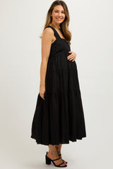 Black Tiered Maternity Maxi Dress