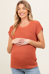 Rust Knit Maternity Sweater Top