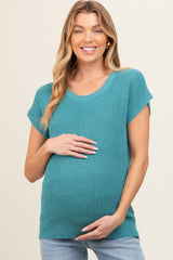 Teal Knit Maternity Sweater Top