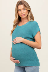 Teal Knit Maternity Sweater Top