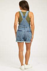 Blue Rolled Hem Maternity Short Overalls