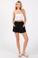 Black Raw Hem Shorts