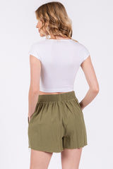 Olive Raw Hem Shorts