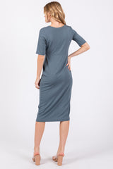 Teal Wrap Top Nursing Midi Dress