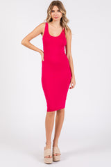 Fuchsia Rib Knit Sleeveless Dress