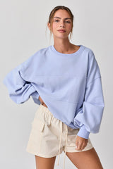 Light Blue Long Sleeve Maternity Crewneck