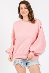 Pink Long Sleeve Maternity Crewneck