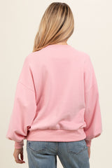 Pink Long Sleeve Maternity Crewneck