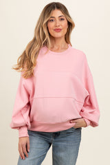 Pink Long Sleeve Maternity Crewneck