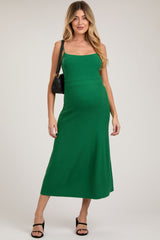 Green Square Neck Sleeveless Sweater Maternity Midi Dress