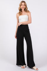 Black French Terry Wide Leg Maternity Lounge Pants