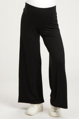 Black French Terry Wide Leg Maternity Lounge Pants