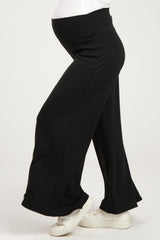 Black French Terry Wide Leg Maternity Lounge Pants