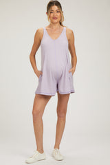 Lavender Sleeveless Waffle Knit Maternity Romper