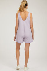 Lavender Sleeveless Waffle Knit Maternity Romper