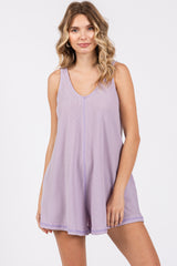 Lavender Sleeveless Waffle Knit Maternity Romper