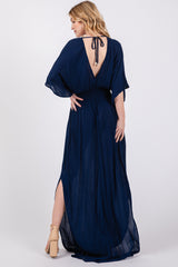 Navy Lightweight Deep V-Neck Maxi Dress