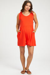 Coral Knot Strap Maternity Romper