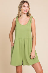 Light Olive Knot Strap Maternity Romper