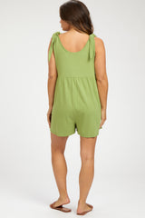 Light Olive Knot Strap Maternity Romper