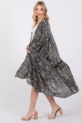 Black Ruffle Wide Sleeve Cover Up