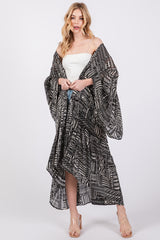 Black Ruffle Wide Sleeve Cover Up