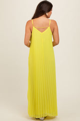 Lime Pleated Sleeveless Maternity Maxi Dress