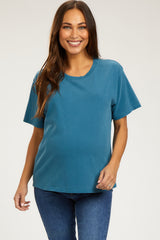 Dark Teal Short Sleeve Maternity Top