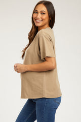 Mocha Short Sleeve Maternity Top