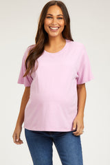 Pink Short Sleeve Maternity Top