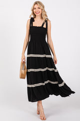 Black Smocked Maxi Dress