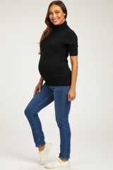 Black Turtleneck Maternity Knit Top