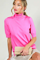 Fuchsia Turtleneck Maternity Knit Top