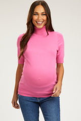 Fuchsia Turtleneck Maternity Knit Top