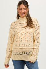 Cream Open Knit Maternity Sweater