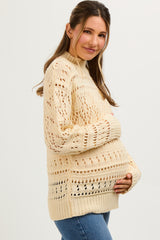 Cream Open Knit Maternity Sweater