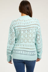 Light Blue Open Knit Maternity Sweater