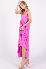 Pink Tiered Sleeveless Maxi Dress