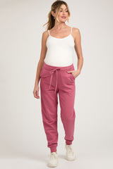 Pink Basic Drawstring Maternity Sweatpants