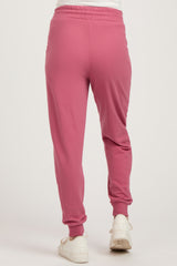 Pink Basic Drawstring Maternity Sweatpants