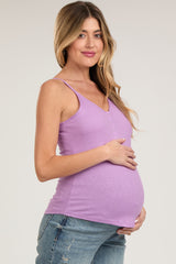 Lavender Ribbed Snap Button Maternity Cami