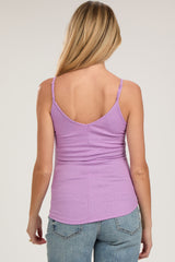 Lavender Ribbed Snap Button Maternity Cami